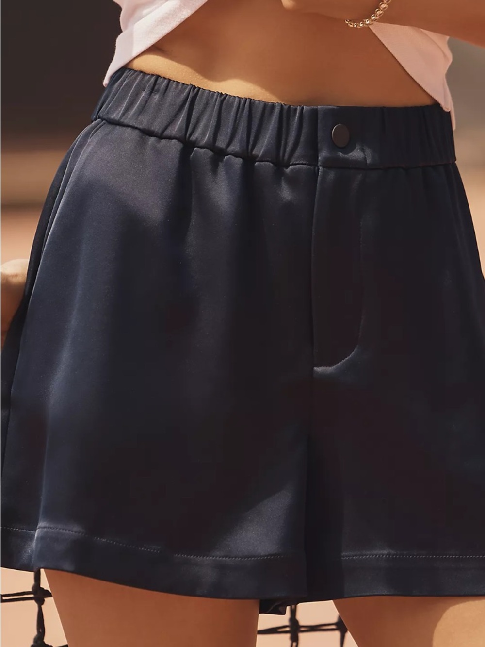 Varley Navy Blue Relaxed Elastic Waist Shorts